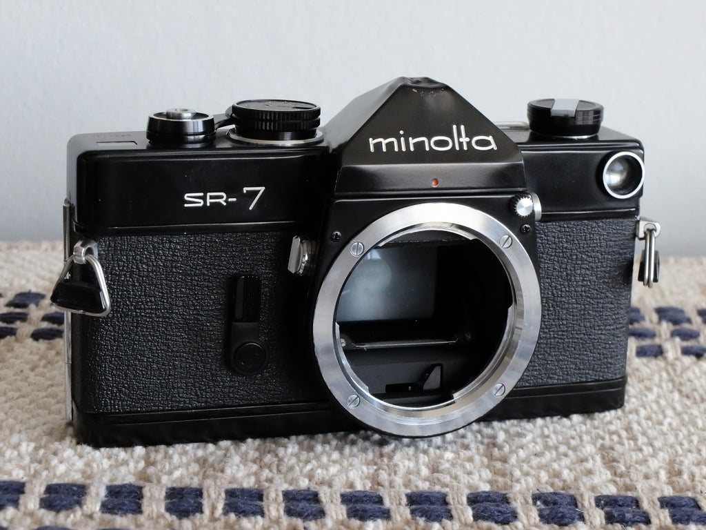 Minolta SR-1 Black Paint & Rokkor-PF 55mm f1.7 w/ Hood, Filter & New Light Seals