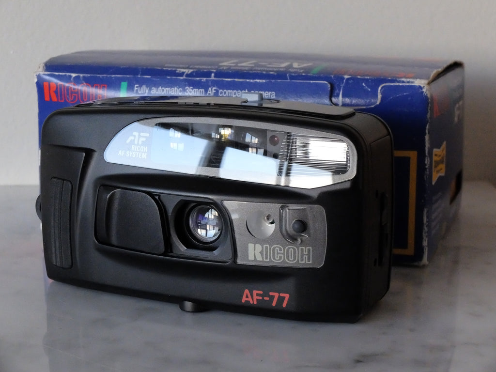 Ricoh AF-77 & 34mm f4.5 Lens w/ Strap, Box & Batteries